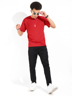 Red Cotton Slim Fit T-Shirt