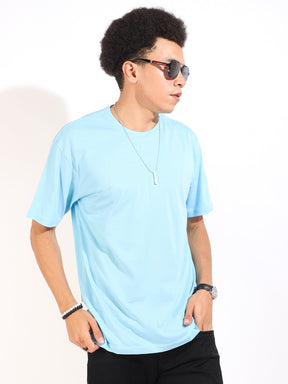 Cyan Cotton Slim Fit T-Shirt