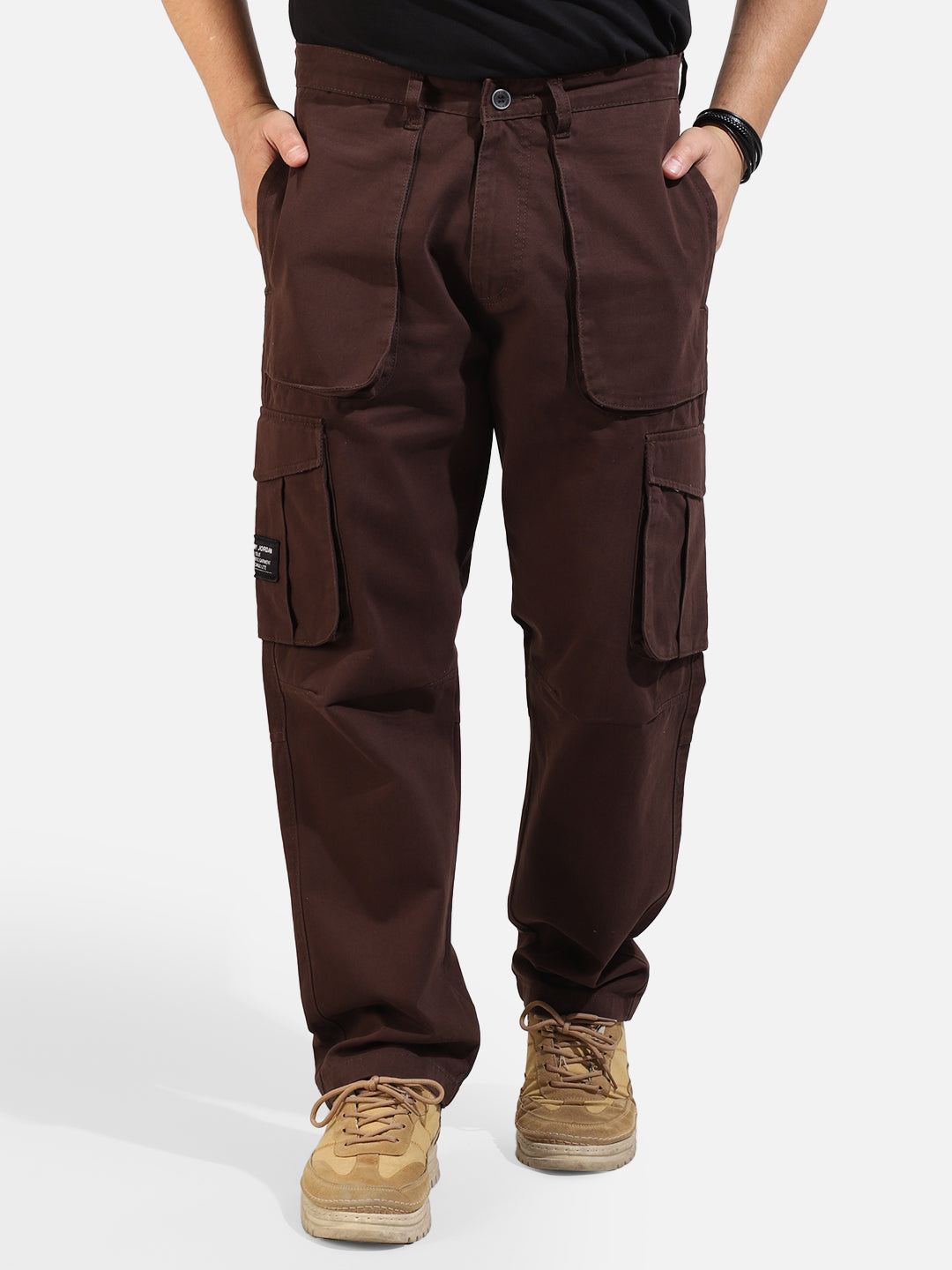 Coffee Cotton Twill Tactical Baggy Fit Cargo