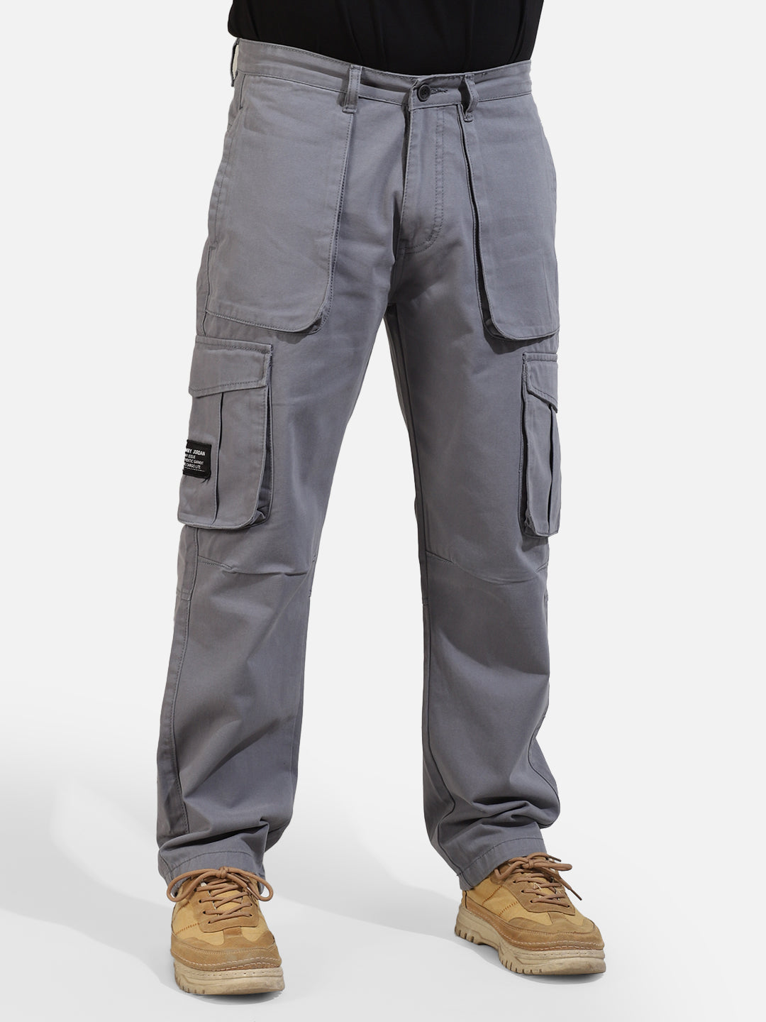 Ash Grey Cotton Twill Tactical Baggy Fit Cargo