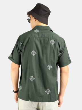 Contrast Green Half Sleeves Shirt