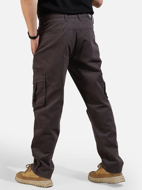 Grey Cotton Twill Tactical Baggy Fit Cargo
