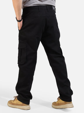 Black Cotton Twill Tactical Baggy Fit Cargo