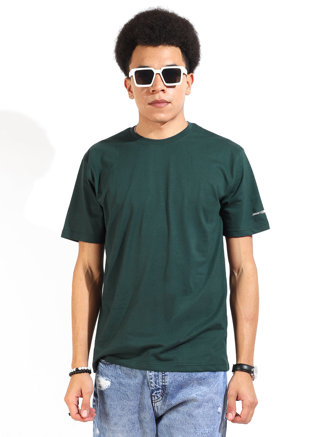 Green Cotton Slim Fit T-Shirt