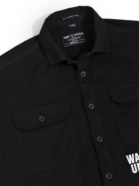 Black Twill Solid Plain Shirt