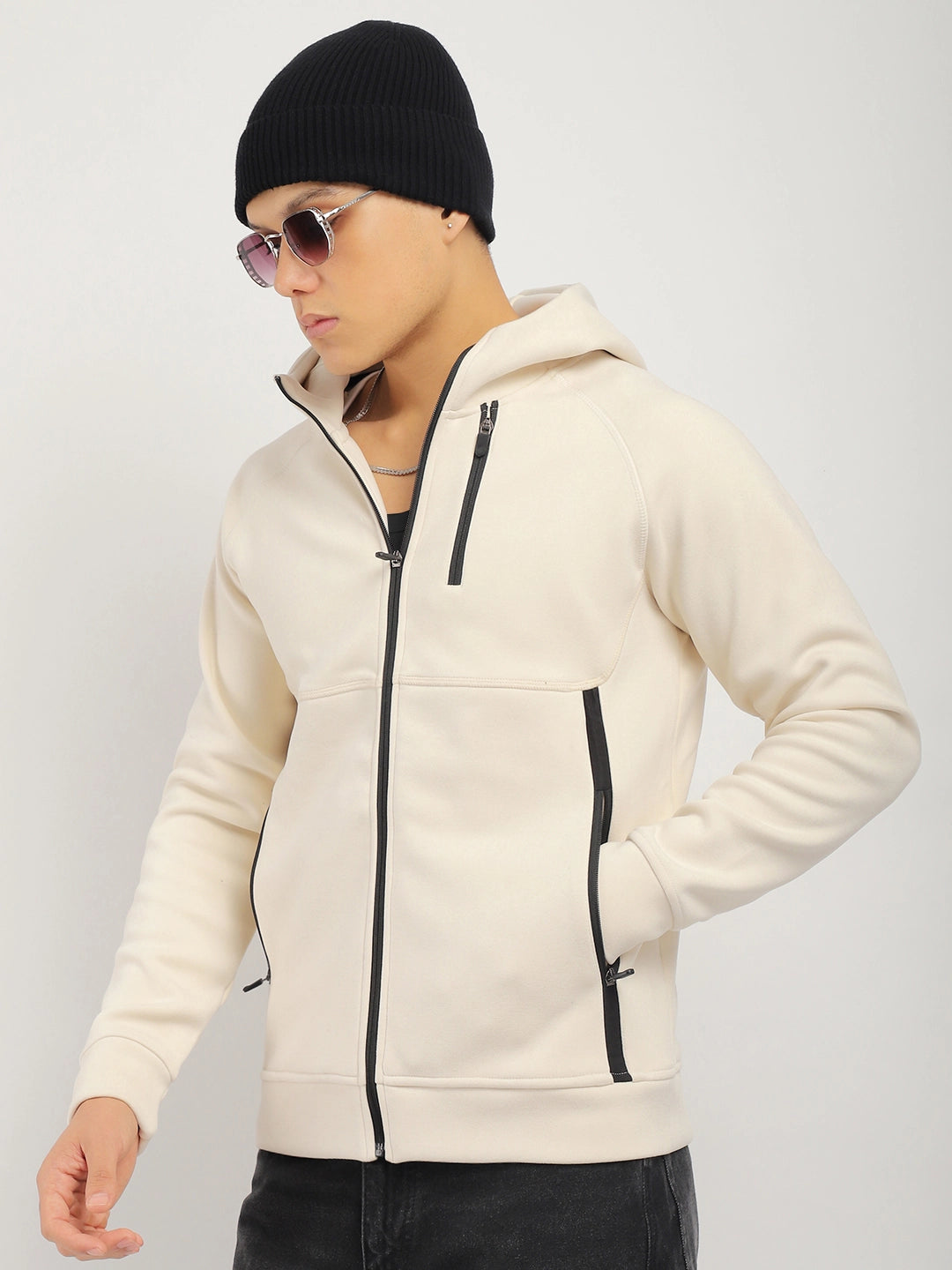 Wayfarer Beige Velvet Hoodie