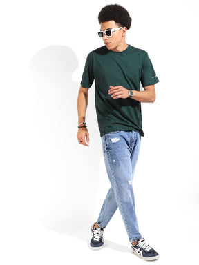 Green Cotton Slim Fit T-Shirt