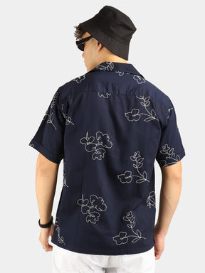 Floral Navy Half Sleeves Shirt