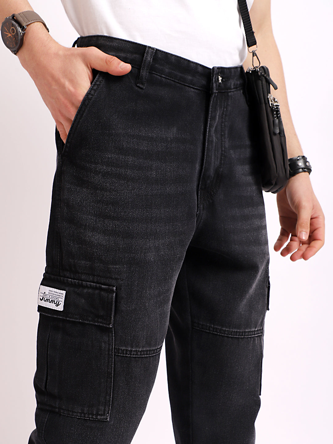 Twilight Fade Charcoal Grey Denim Cargo