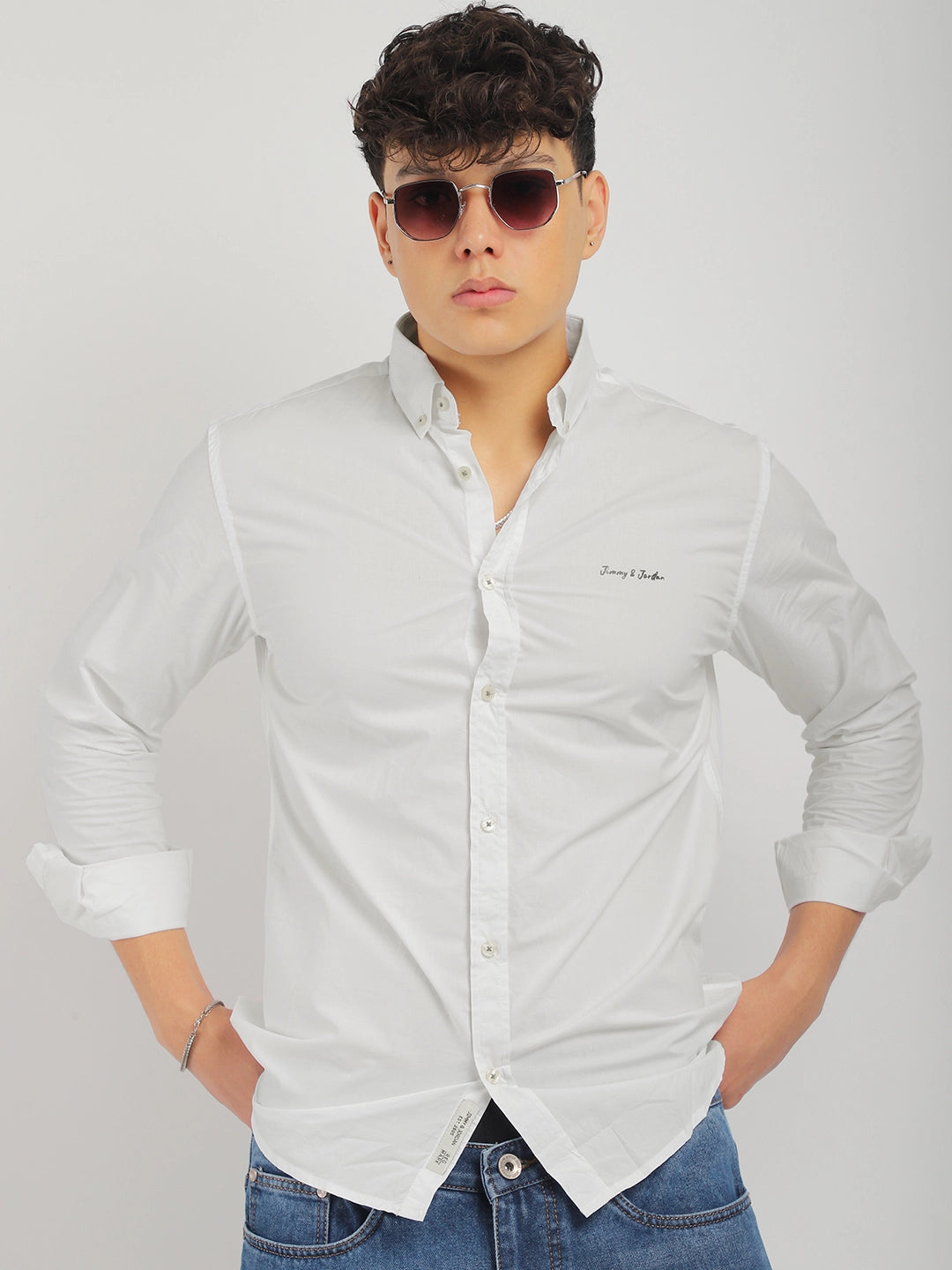 Fabric Pepar Cotton Classic White Full Sleeve Shirt