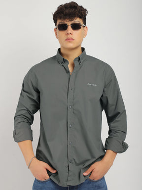 Fabric Pepar Cotton Classic Dark Grey Full Sleeve Shirt