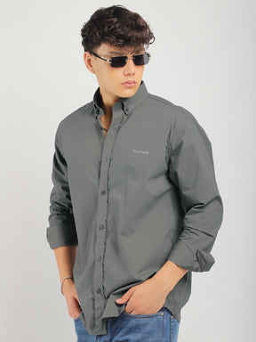 Fabric Pepar Cotton Classic Dark Grey Full Sleeve Shirt