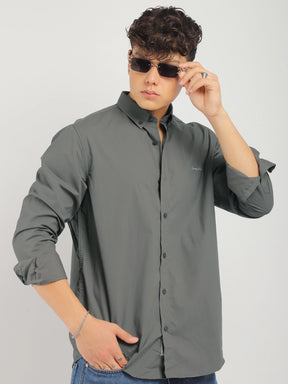 Fabric Pepar Cotton Classic Dark Grey Full Sleeve Shirt