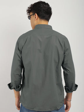 Fabric Pepar Cotton Classic Dark Grey Full Sleeve Shirt