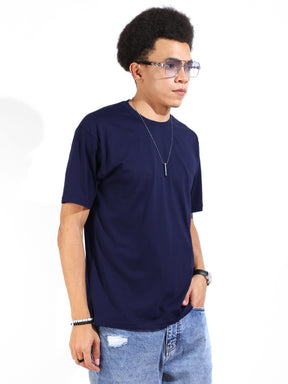 Navy Cotton Slim Fit T-Shirt