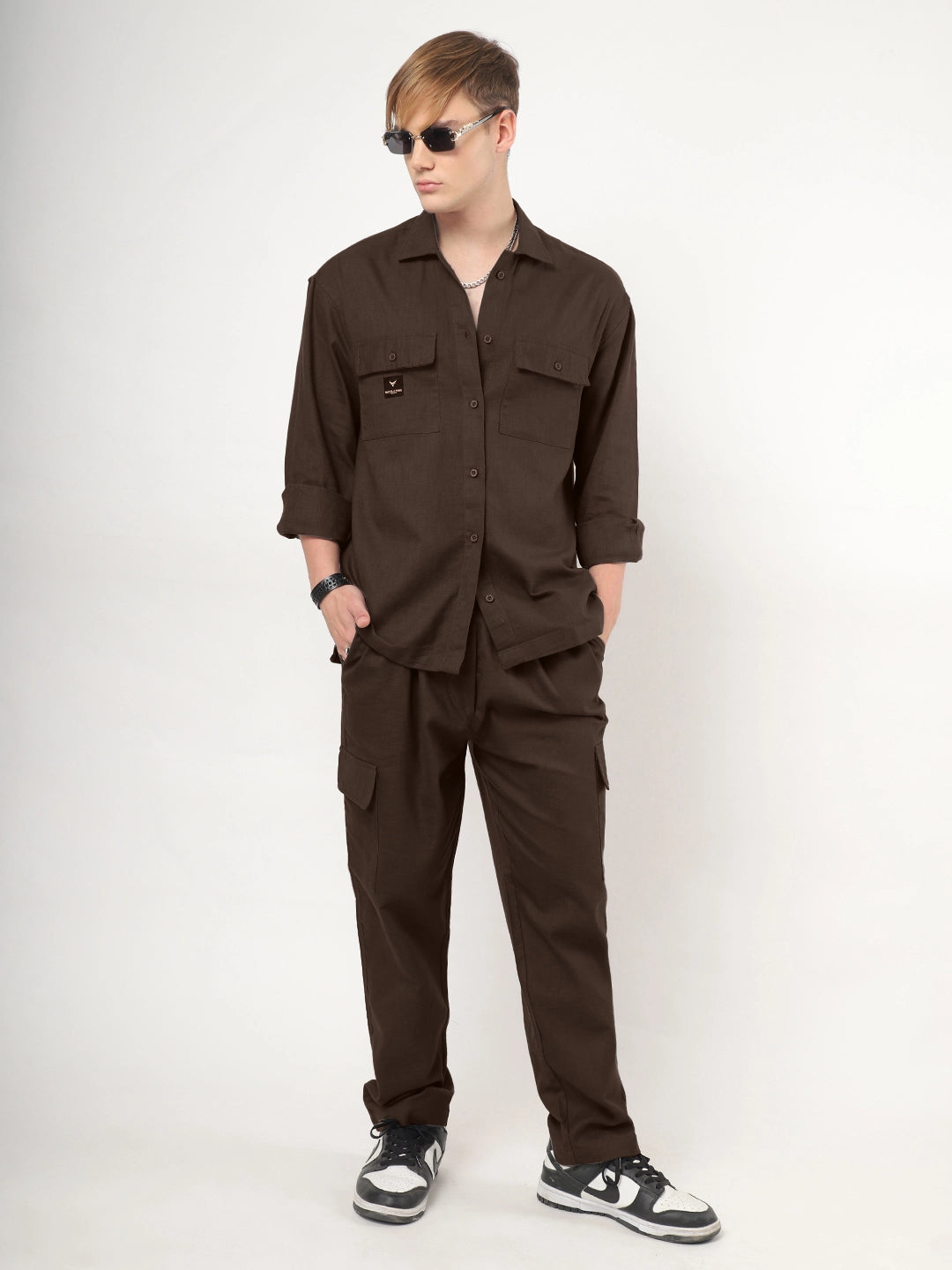 Linen Atlanta Coffee Cargo Co Ord Set