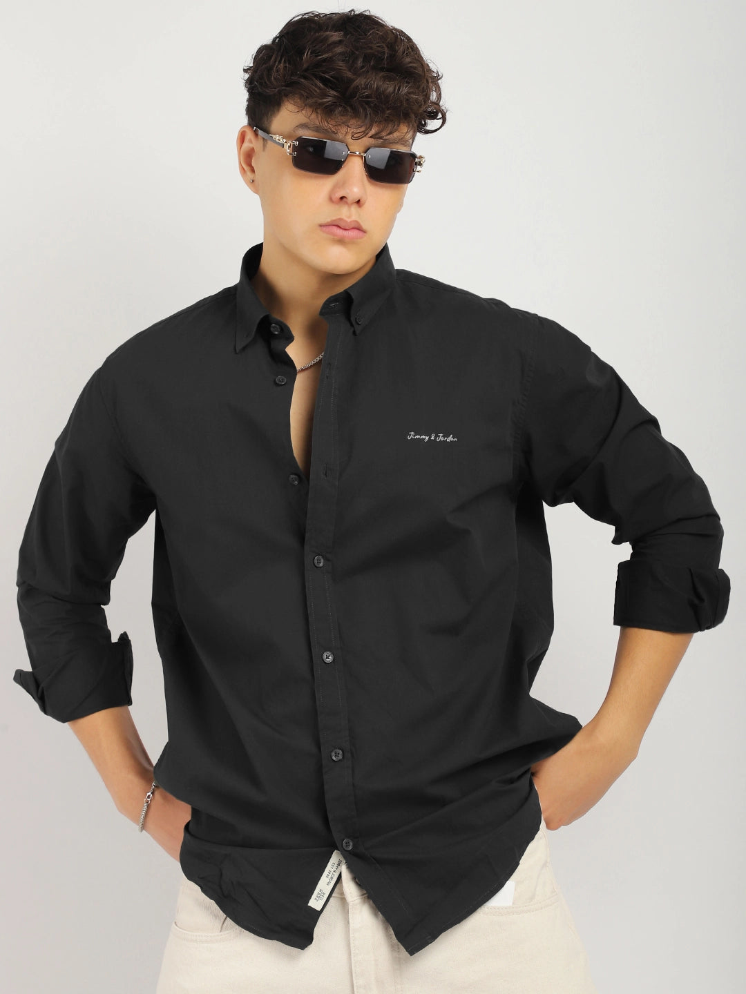 Fabric Pepar Cotton Classic Black Full Sleeve Shirt