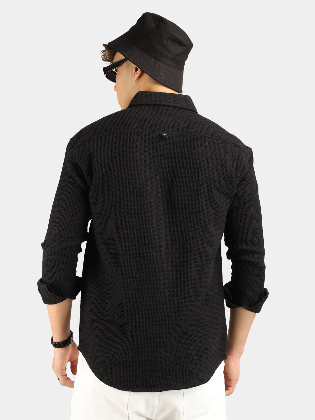 Abseyss texture Black Checked Shirt