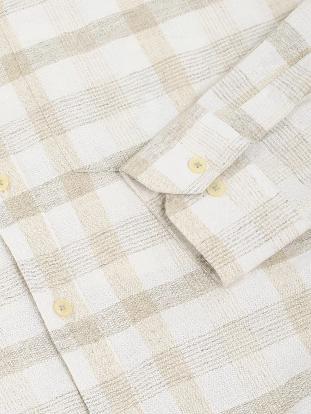 Fabric Adelma Linen Off White Checked Full Sleeve Shirt