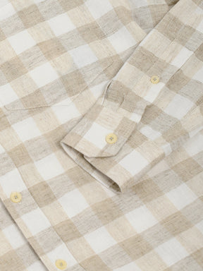 Fabric Adelma Linen Beige Checked Full Sleeve Shirt