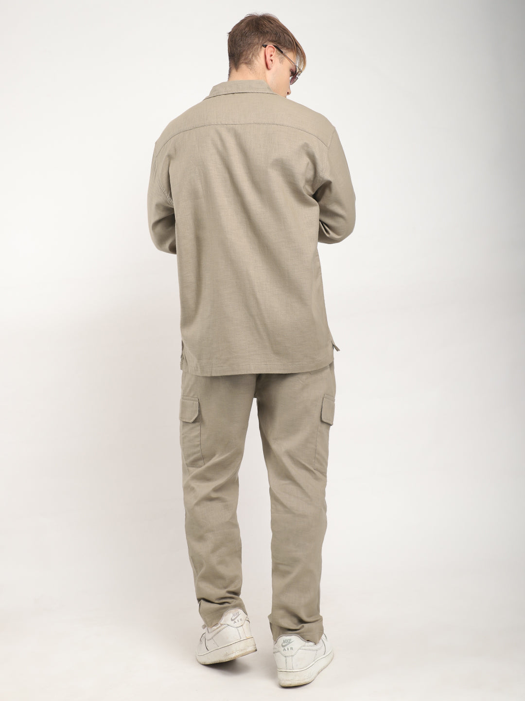 Linen Atlanta Khaki Cargo Co Ord Set