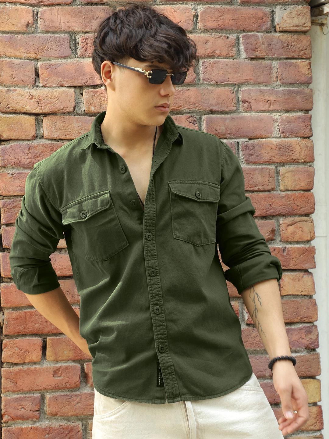 Olive Green Shirt Men