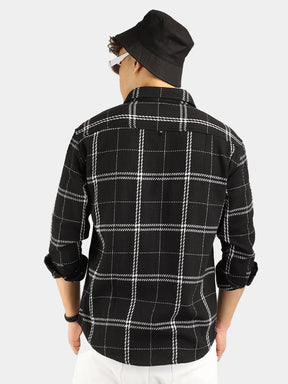 Lucas texture Black Checked Shirt
