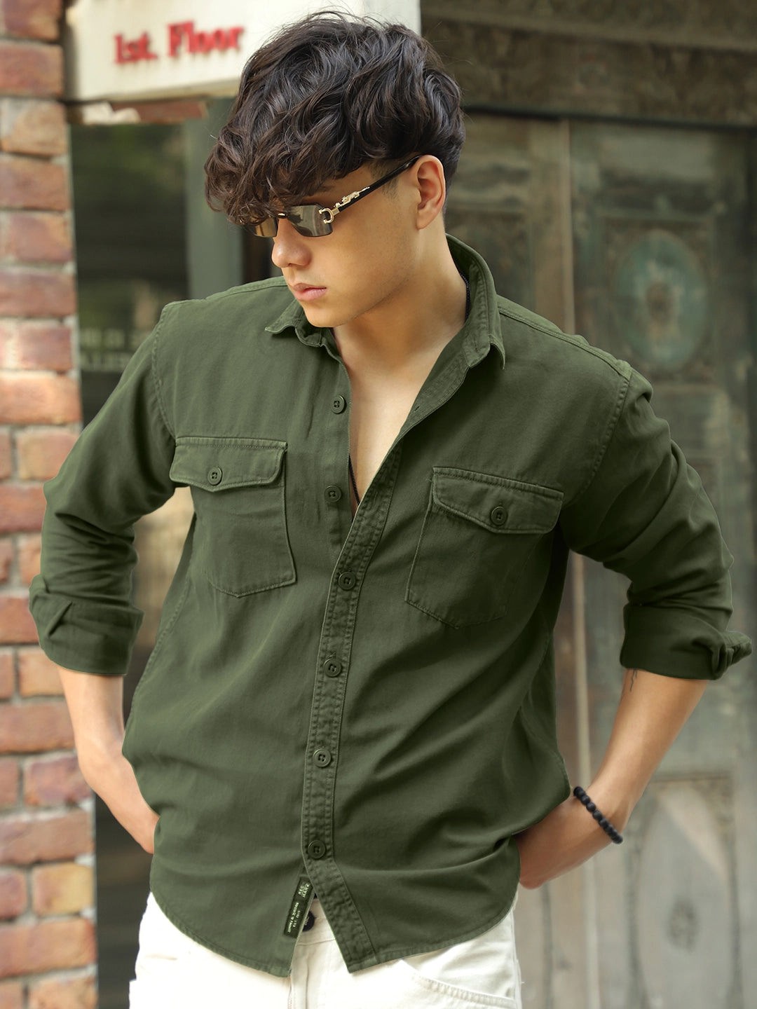 Olive Green Shirt Men