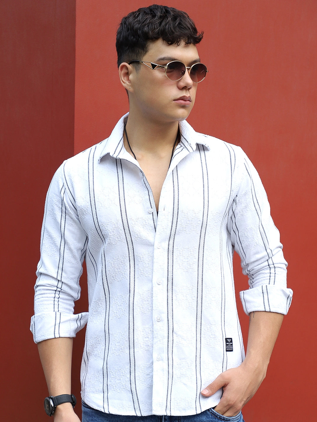 Luca Linen White Stripe Shirt