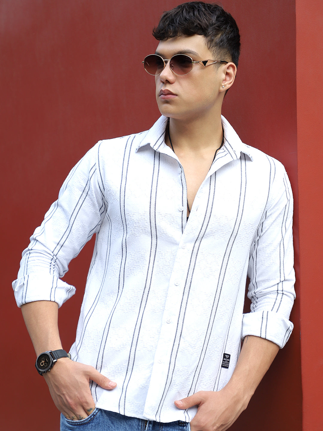 Luca Linen White Stripe Shirt