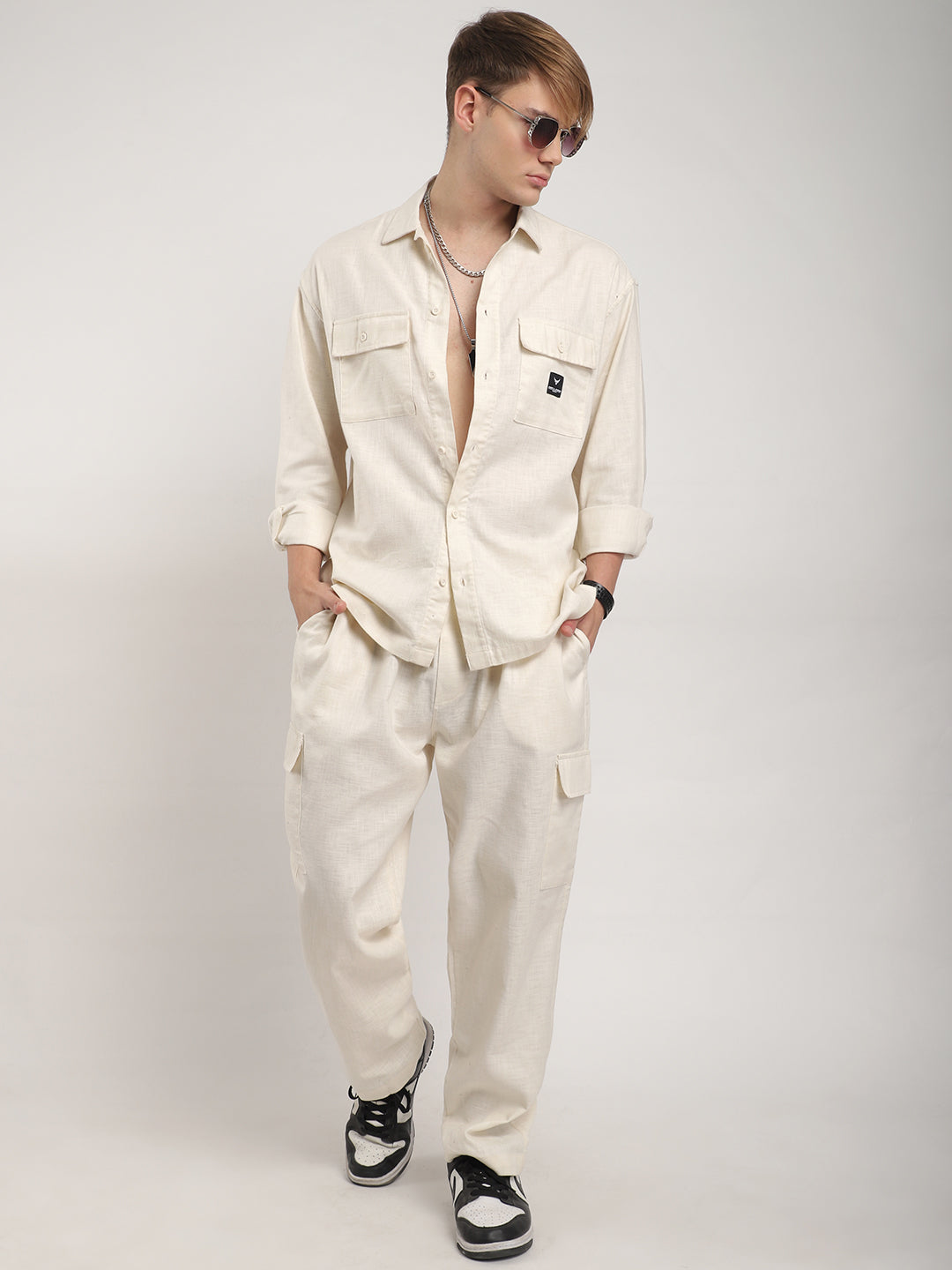 Linen Atlanta Cream Cargo Co Ord Set