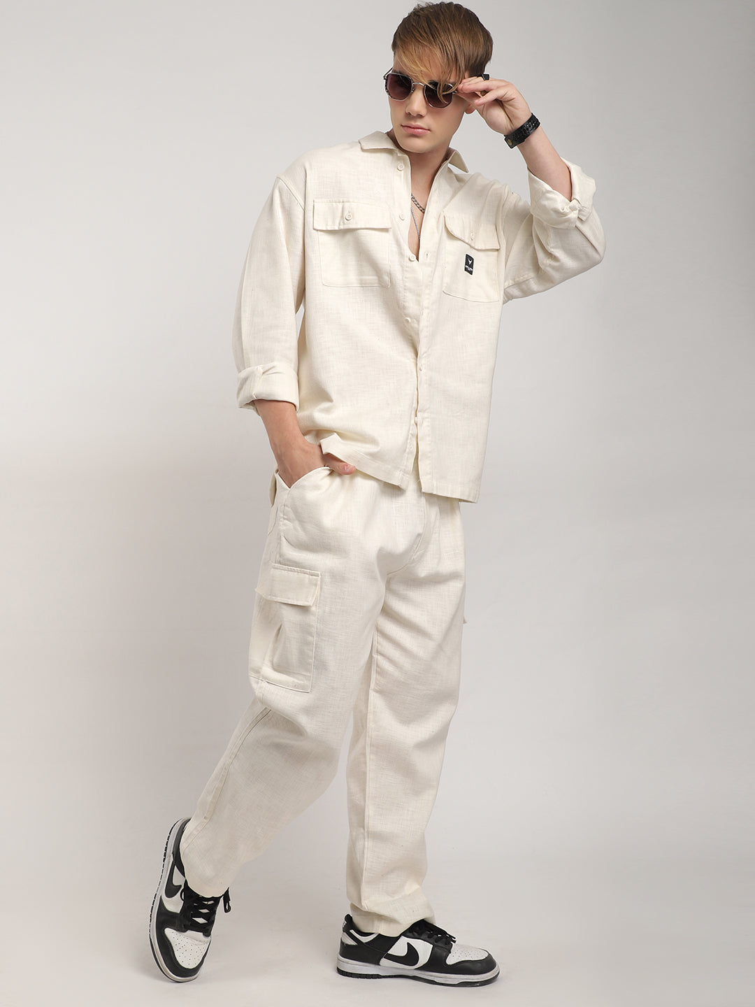 Linen Atlanta Cream Cargo Co Ord Set