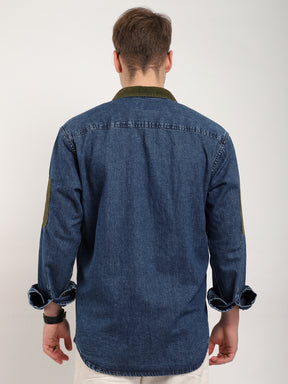 Fade Fit Dark Navy Washed Corduroy Denim Shirt