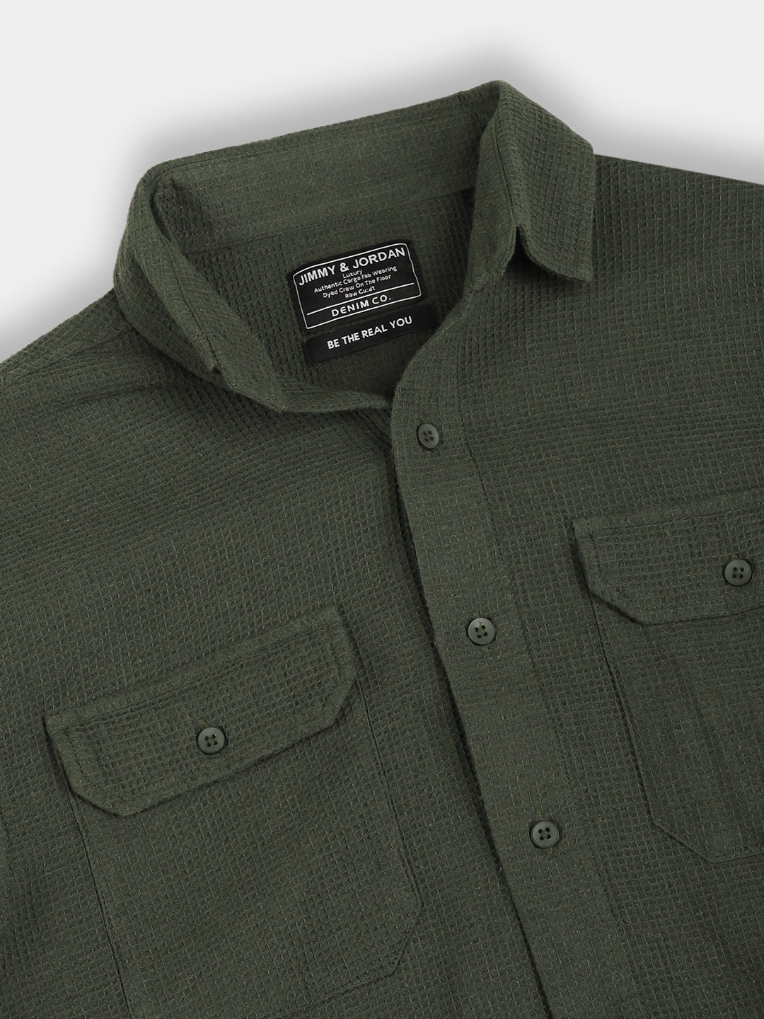 Abseyss texture Olive Checked Shirt