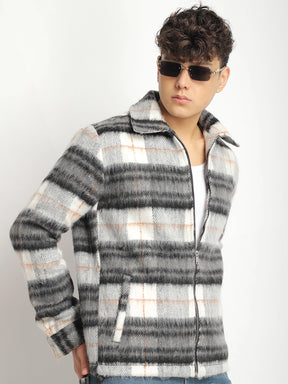 Zenith Stitch Pure Wool White & Black Check Shacket