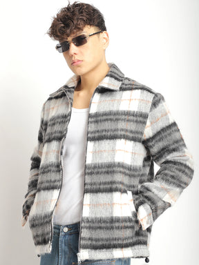 Zenith Stitch Pure Wool White & Black Check Shacket