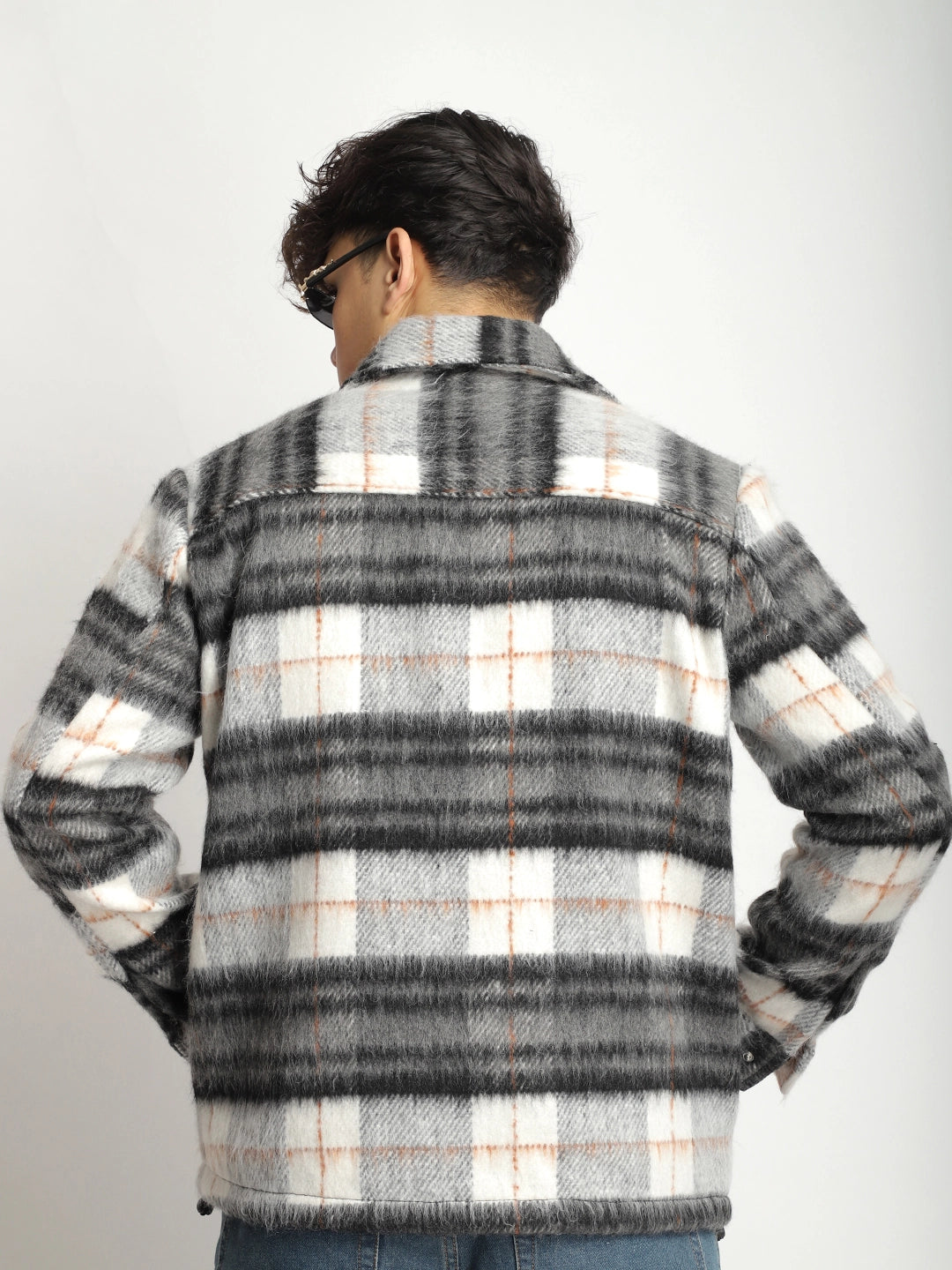 Zenith Stitch Pure Wool White & Black Check Shacket