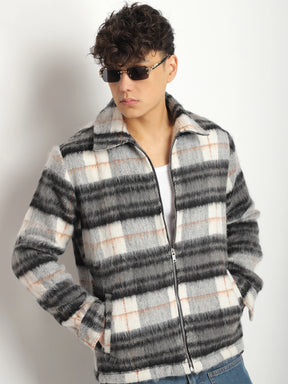 Zenith Stitch Pure Wool White & Black Check Shacket