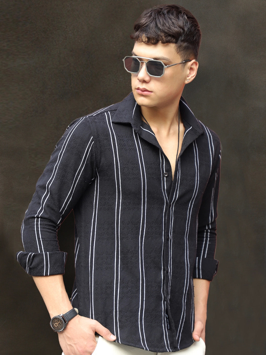 Luca Linen Black Stripe Shirt