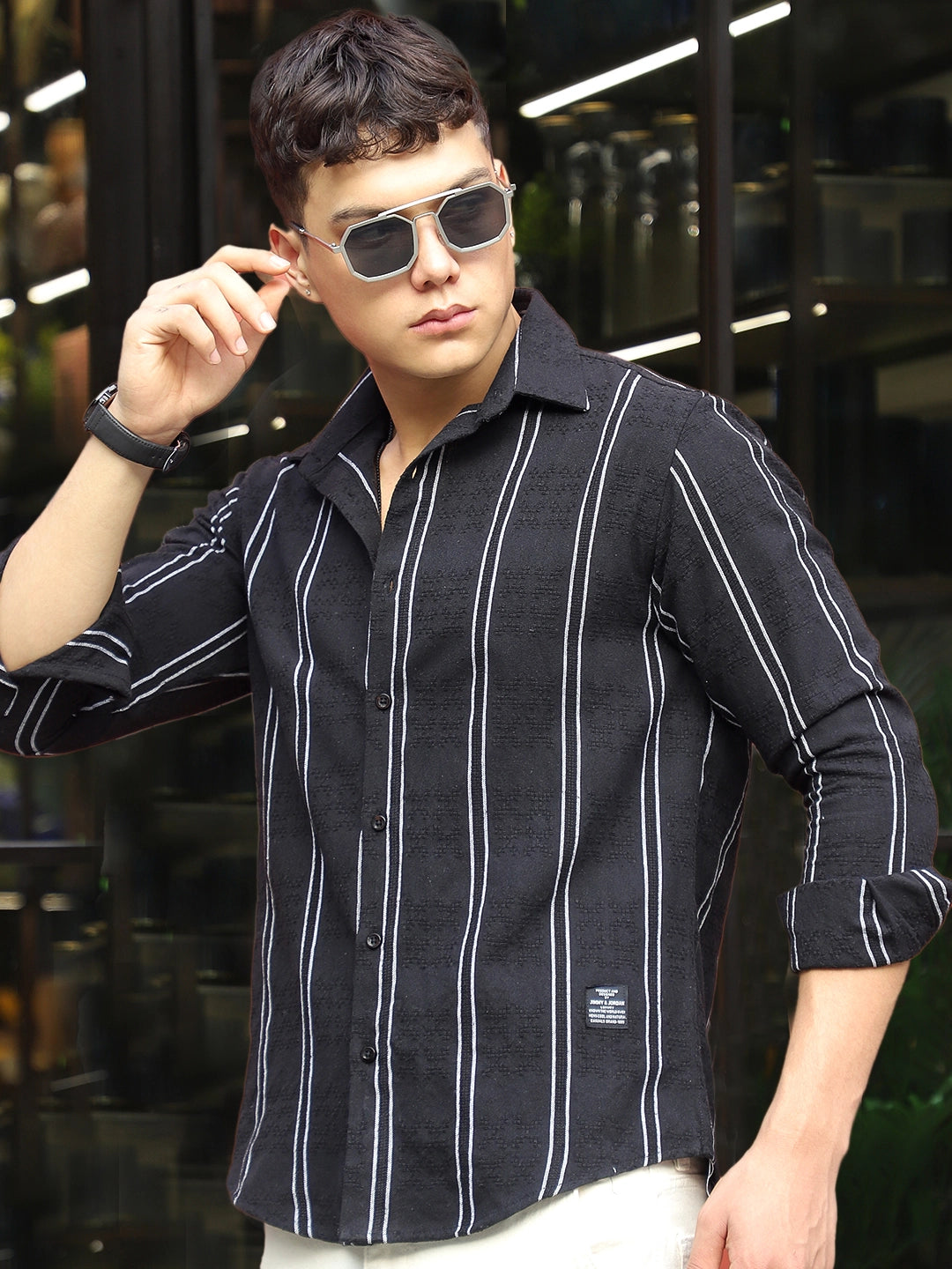 Luca Linen Black Stripe Shirt