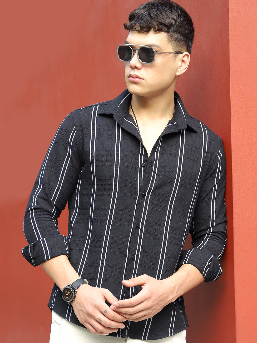 Luca Linen Black Stripe Shirt