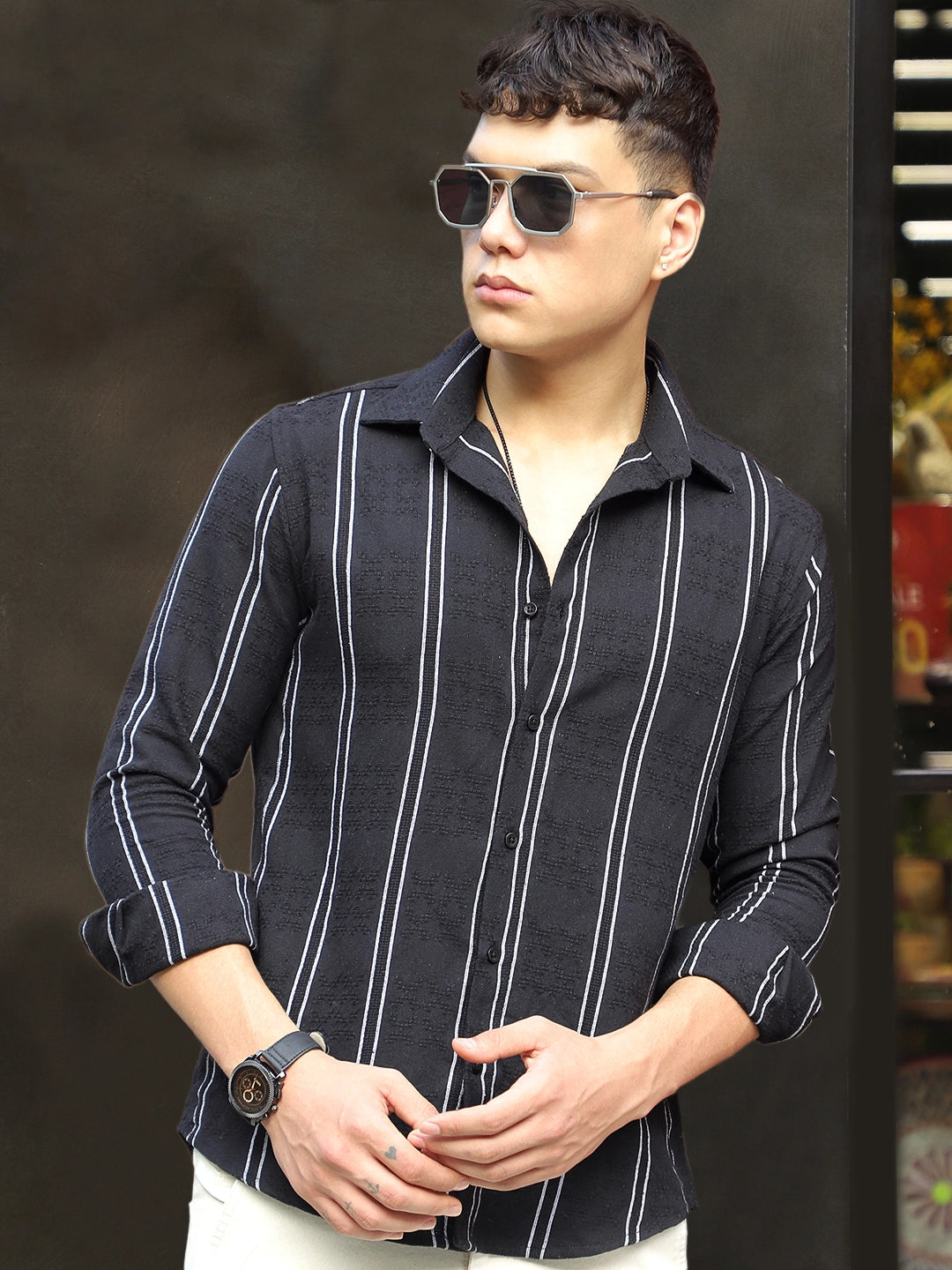 Luca Linen Black Stripe Shirt