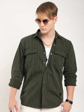 Denim Dark Green Full Sleeve Shirt