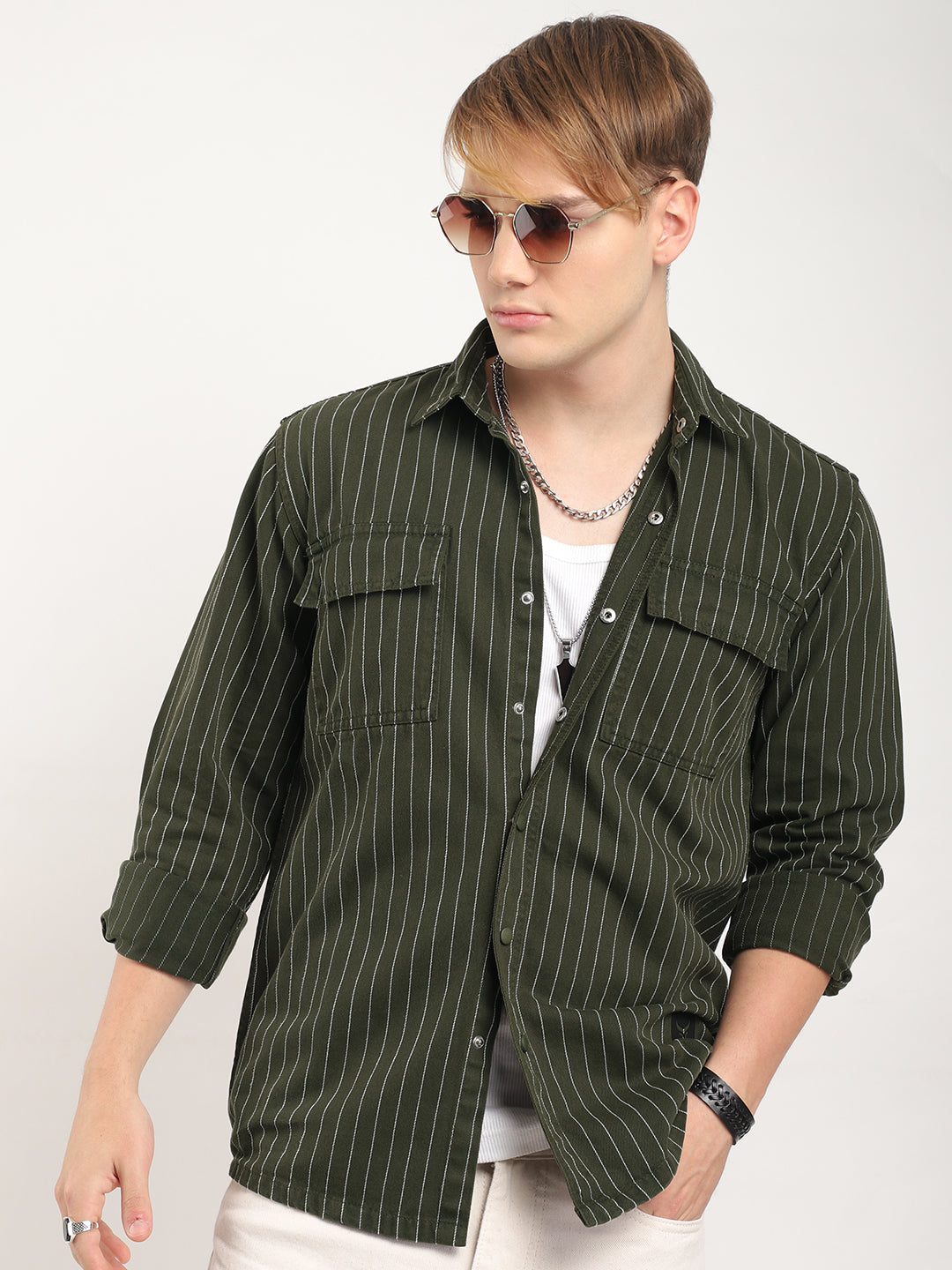 Denim Dark Green Full Sleeve Shirt