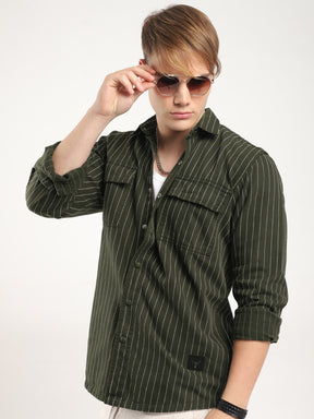 Denim Dark Green Full Sleeve Shirt