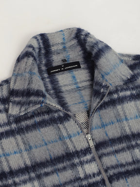 Zenith Stitch Pure Wool Blue & Grey Check Shacket