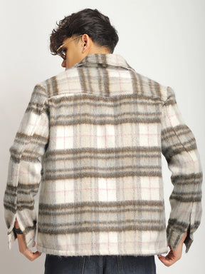 Zenith Stitch Pure Wool Brown & White Check Shacket