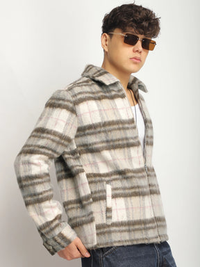 Zenith Stitch Pure Wool Brown & White Check Shacket