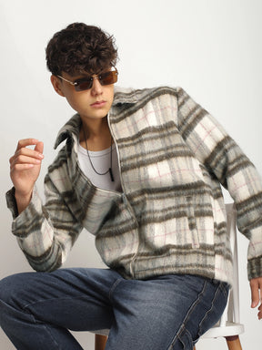 Zenith Stitch Pure Wool Brown & White Check Shacket