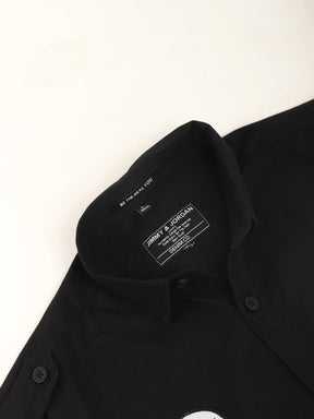 Fabric Alessio Tuserd Black Full Sleeve Shirt